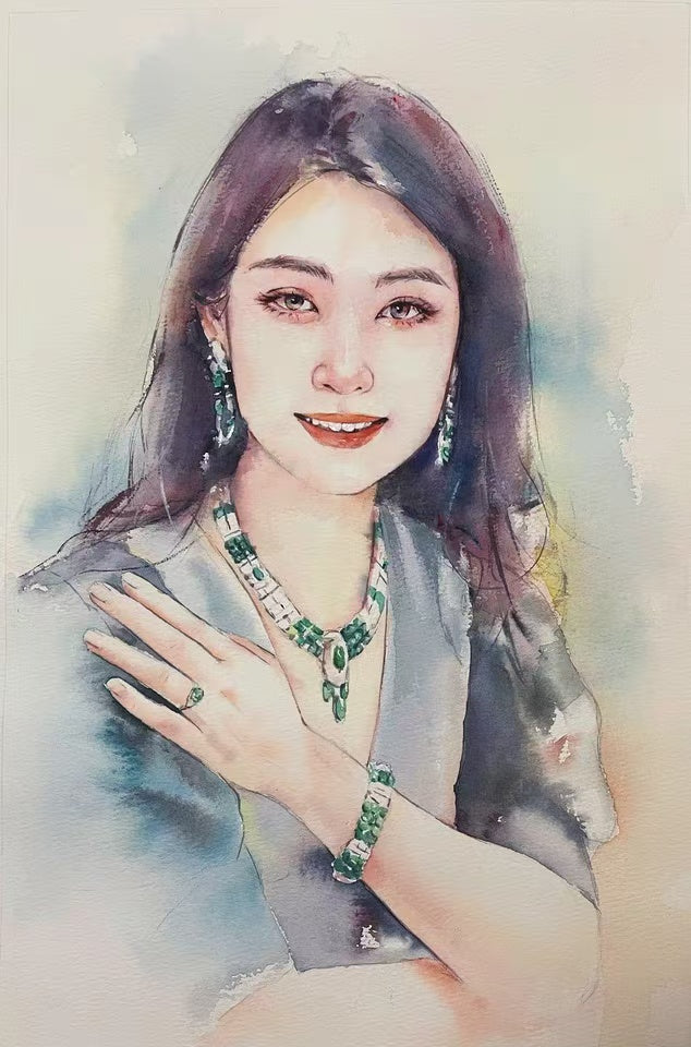 Custom Watercolor Portrait – Delicate Hand-Painted Memories