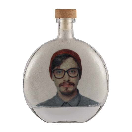 Custom solidified natural sand portrait artwork crafted from personal photo