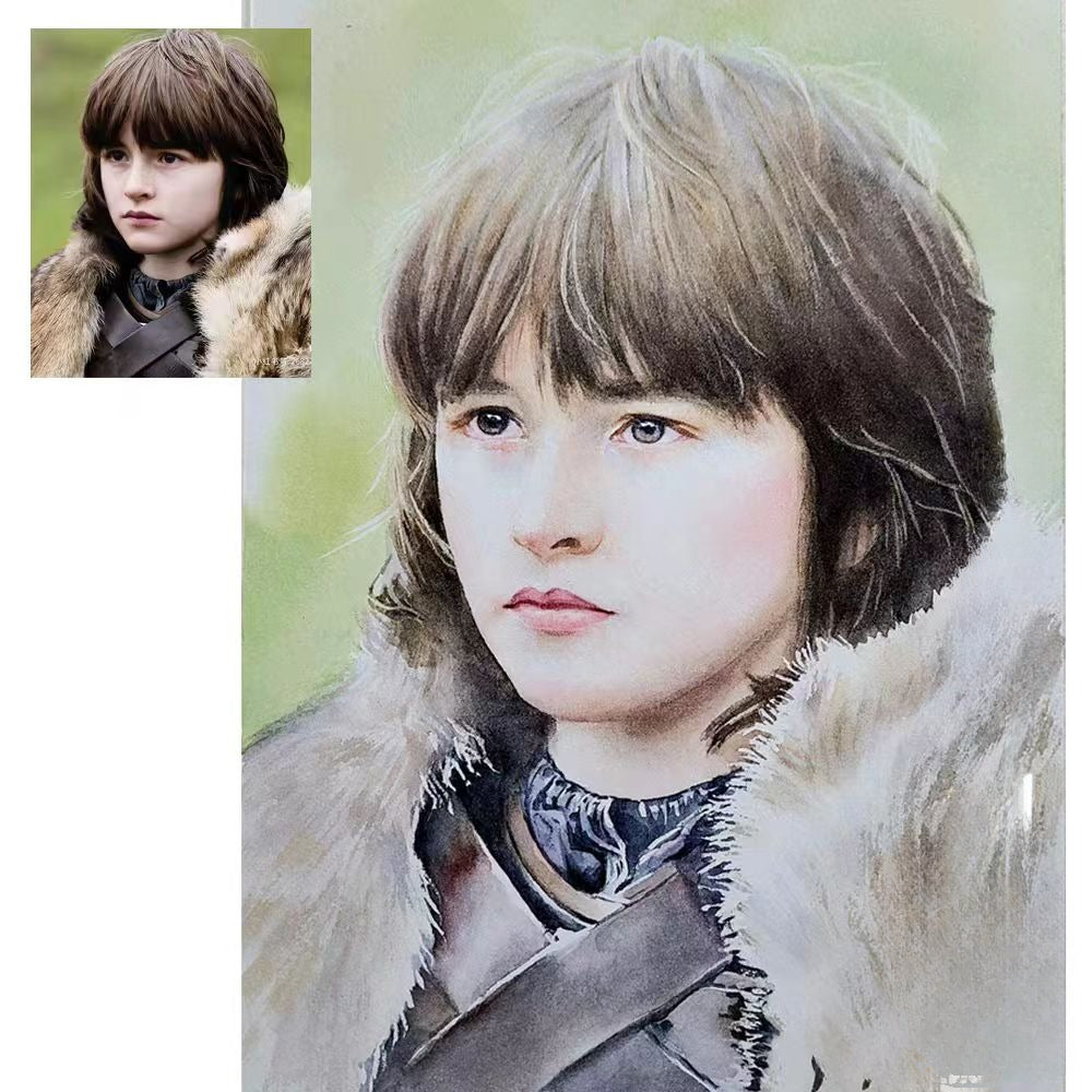Custom hand-painted oil portrait created from a customer photo