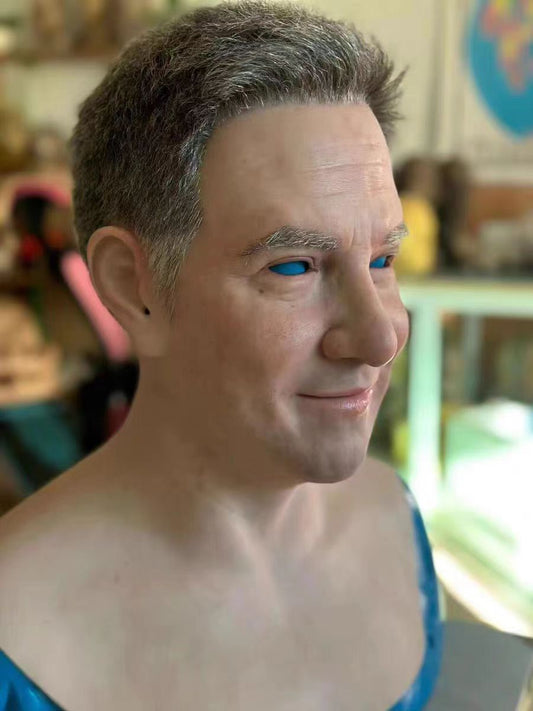 Hyper-realistic custom silicone mask with realistic skin texture and hair